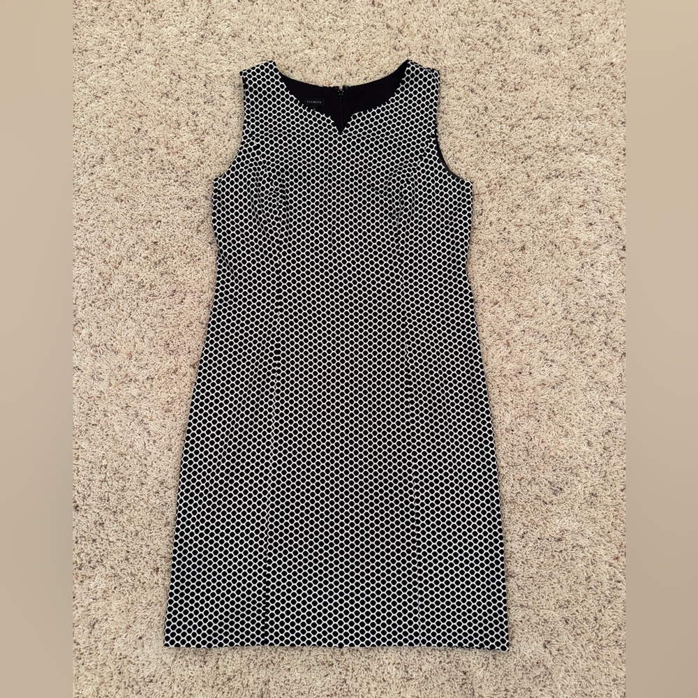 Talbots Black and White Geometric Midi Dress